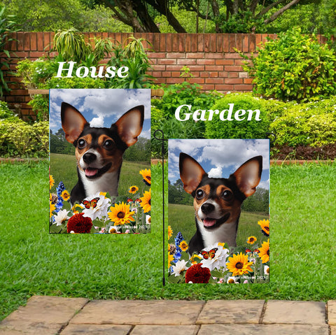 Rat Terrier Tri - Best of Breed  Summer Fields Outdoor House and Garden Flag