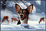 Rat Terrier Tri - Best of Breed Winter Wonderland Floor Mat Tufted Loop 18" x 27"