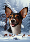 Rat Terrier Tri - Best of Breed  Winter Wonderland Outdoor House and Garden Flag