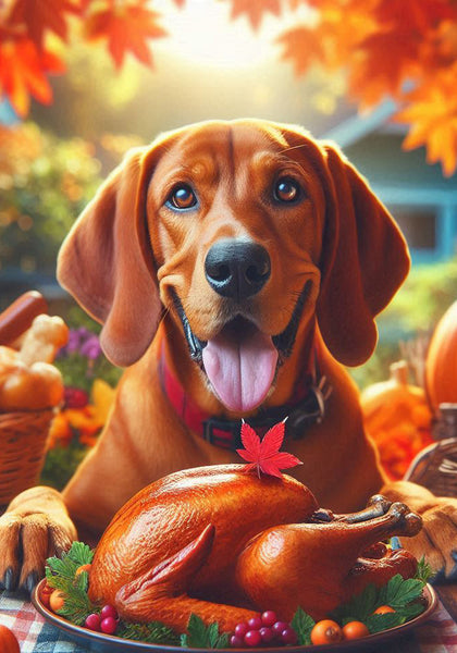 Red Bone Coonhound - Best of Breed DCR Thanksgiving Outdoor House and Garden Flag