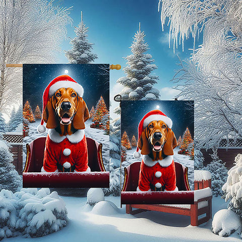 Red Bone Coonhound - Best of Breed DCR Christmas Outdoor House and Garden Flag