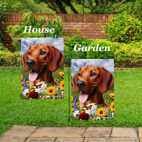 Red Bone Coonhound -  Best of Breed  Summer Fields Outdoor House and Garden Flag