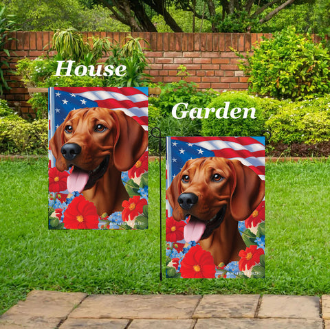 Red Bone Coonhound -  Best of Breed  Patriotic I All-American Outdoor House and Garden Flag