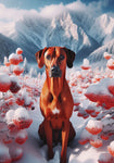 Red Bone Coonhound - Best of Breed DCR Winter Berries Outdoor House and Garden Flag