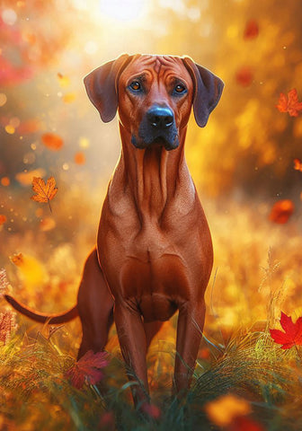 Rhodesian Ridgeback - Best of Breed DCR Falling Leaves Outdoor Flag