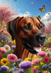 Rhodesian Ridgeback - Best of Breed  Spring Butterflies Outdoor House and Garden Flag