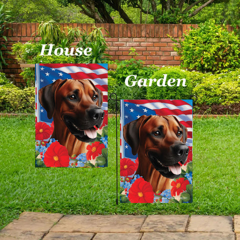 Rhodesian Ridgeback - Best of Breed  Patriotic I All-American Outdoor House and Garden Flag