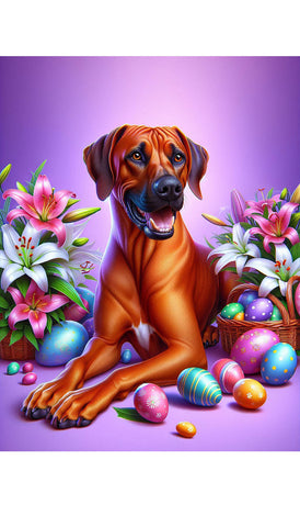 Rhodesian Ridgeback - Best of Breed DCR Easter Holiday    Outdoor House and Garden Flag