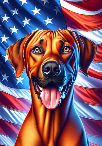 Rhodesian Ridgeback - Best of Breed DCR Patriotic III   Outdoor House and Garden Flag