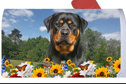 Rottweiler - Best of Breed Summer Flowers Mailbox Cover Hi-Grade Vinyl 6" x 19"