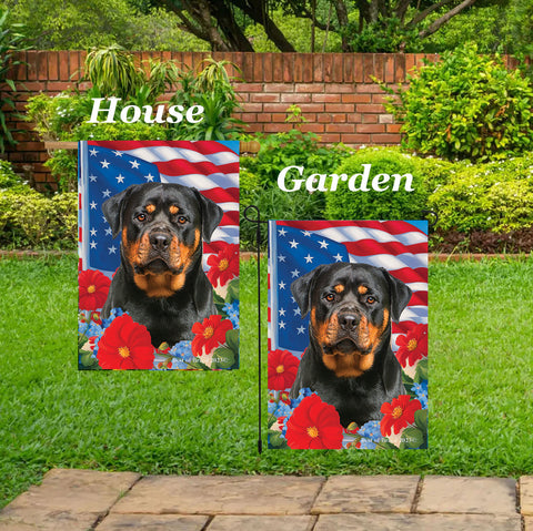 Rottweiler - Best of Breed  Patriotic I All-American Outdoor House and Garden Flag