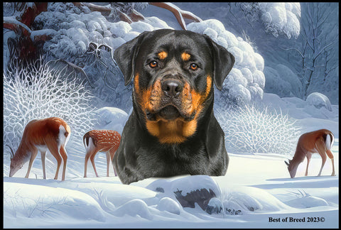 Rottweiler - Best of Breed Winter Wonderland Floor Mat Tufted Loop 18" x 27"