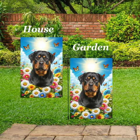 Rottweiler - Best of Breed  Summer Butterflies Outdoor House and Garden Flag