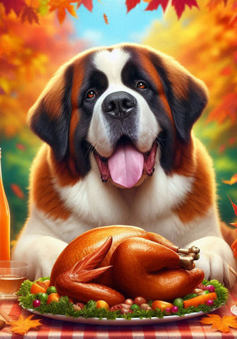 Saint Bernard - Best of Breed DCR Thanksgiving Outdoor House and Garden Flag