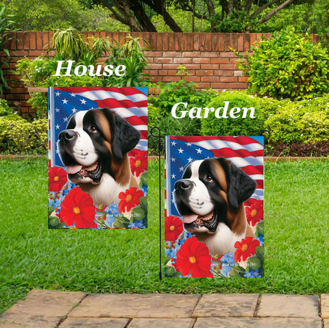 Saint Bernard - Best of Breed  Patriotic I All-American Outdoor House and Garden Flag
