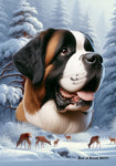 Saint Bernard - Best of Breed  Winter Wonderland Outdoor House and Garden Flag