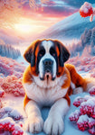 Saint Bernard - Best of Breed DCR Winter Berries Outdoor House and Garden Flag