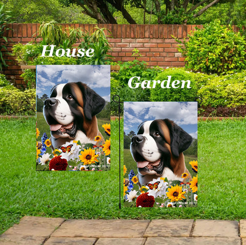 Saint Bernard - Best of Breed  Summer Fields Outdoor House and Garden Flag