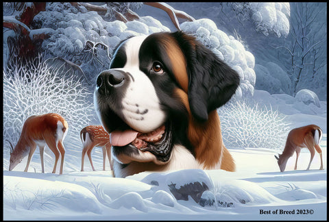 Saint Bernard - Best of Breed Winter Wonderland Floor Mat Tufted Loop 18" x 27"