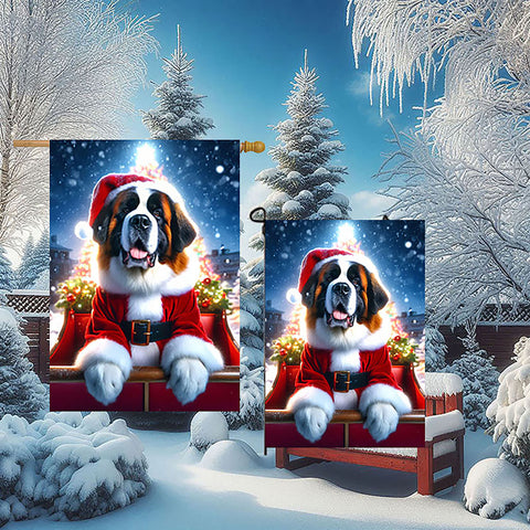 Saint Bernard - Best of Breed DCR Christmas Outdoor House and Garden Flag