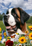 Saint Bernard - Best of Breed  Summer Fields Outdoor House and Garden Flag