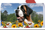 Saint Bernard - Best of Breed Summer Flowers Mailbox Cover Hi-Grade Vinyl 6" x 19"