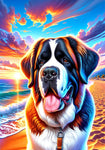Saint Bernard - Best of Breed DCR Summer Sunset Outdoor House and Garden Flag