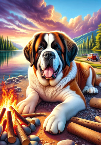 Saint Bernard - Best of Breed DCR Summer Camping   Outdoor House and Garden Flag