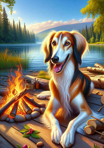 Saluki - Best of Breed DCR Summer Camping   Outdoor House and Garden Flag