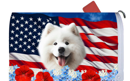 Samoyed - Best of Breed Patriotic Mailbox Cover Hi-Grade Vinyl 6" x 19"