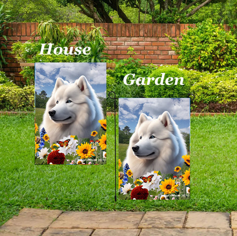 Samoyed - Best of Breed  Summer Fields Outdoor House and Garden Flag