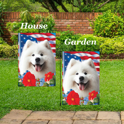 Samoyed - Best of Breed  Patriotic I All-American Outdoor House and Garden Flag