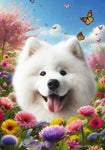 Samoyed - Best of Breed  Spring Butterflies Outdoor House and Garden Flag