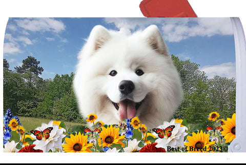 Samoyed - Best of Breed Summer Flowers Mailbox Cover Hi-Grade Vinyl 6" x 19"