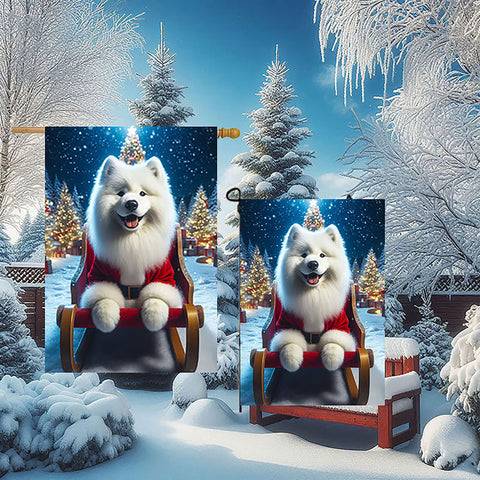 Samoyed - Best of Breed DCR Christmas Outdoor House and Garden Flag