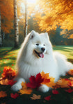 Samoyed - Best of Breed DCR Falling Leaves Outdoor Flag