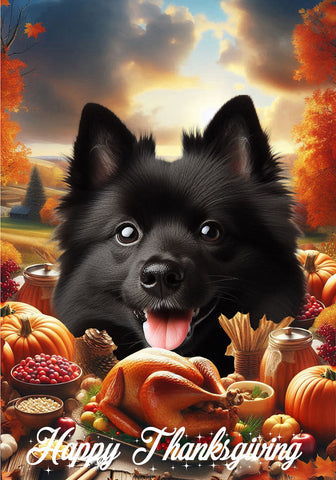 Schipperke - Best of Breed  Thanksgiving Outdoor House and Garden Flag
