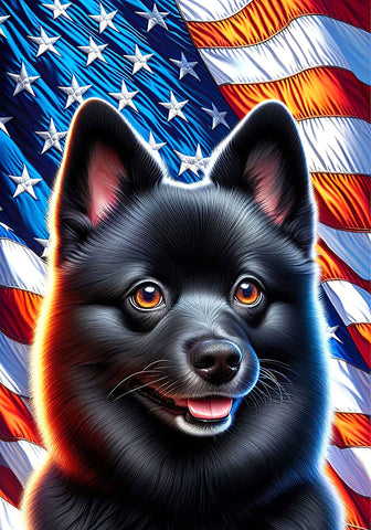 Schipperke - Best of Breed DCR Patriotic III   Outdoor House and Garden Flag