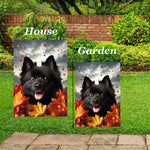 Schipperke - Best of Breed  Fall Leaves Outdoor House and Garden Flag