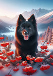 Schipperke - Best of Breed DCR Winter Berries Outdoor House and Garden Flag