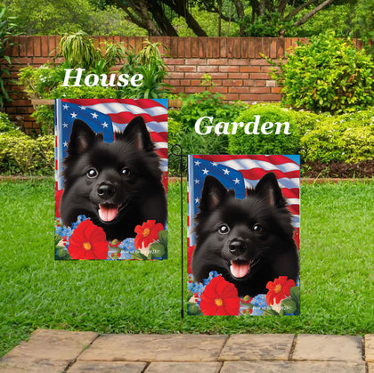 Schipperke - Best of Breed  Patriotic I All-American Outdoor House and Garden Flag