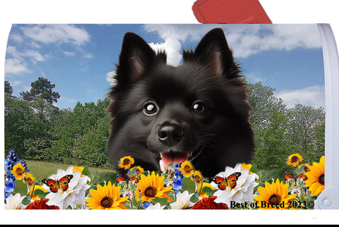 Schipperke - Best of Breed Summer Flowers Mailbox Cover Hi-Grade Vinyl 6" x 19"