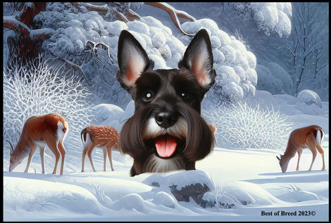 Schnauzer Black Cropped - Best of Breed Winter Wonderland Floor Mat Tufted Loop 18" x 27"