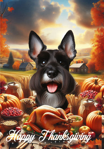 Schnauzer Black Cropped - Best of Breed  Thanksgiving Outdoor House and Garden Flag