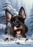 Schnauzer Black Cropped - Best of Breed  Winter Wonderland Outdoor House and Garden Flag