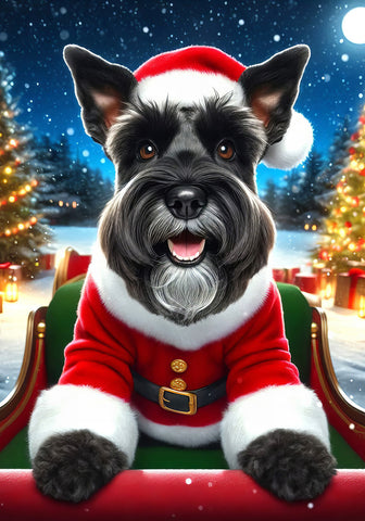 Schnauzer Black Cropped -  Best of Breed DCR Christmas Outdoor House and Garden Flag