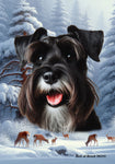 Schnauzer Black Uncropped - Best of Breed  Winter Wonderland Outdoor House and Garden Flag