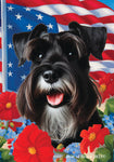 Schnauzer Black Uncropped - Best of Breed  Patriotic I All-American Outdoor House and Garden Flag