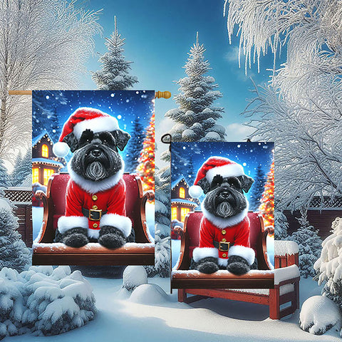 Schnauzer Black Uncropped -  Best of Breed DCR Christmas Outdoor House and Garden Flag