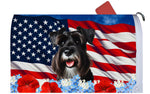 Schnauzer Black Uncropped - Best of Breed Patriotic Mailbox Cover Hi-Grade Vinyl 6" x 19"